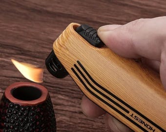 Retro Multifunctional Pipe Lighter | Refillable Butane Torch with Smoke Knife, Scraper & Pressure Stick