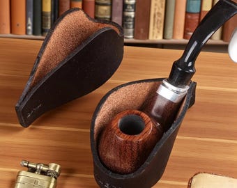 Leather Tobacco Pipe Stand | Portable Cowhide Rack Holder, Smoking Pipe Display Stand Gift