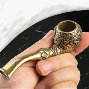 Handmade Brass Tobacco Pipe - Vintage Portable Men's Gift