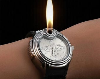 Metal Gas Watch Lighter | Windproof, Refillable, Portable