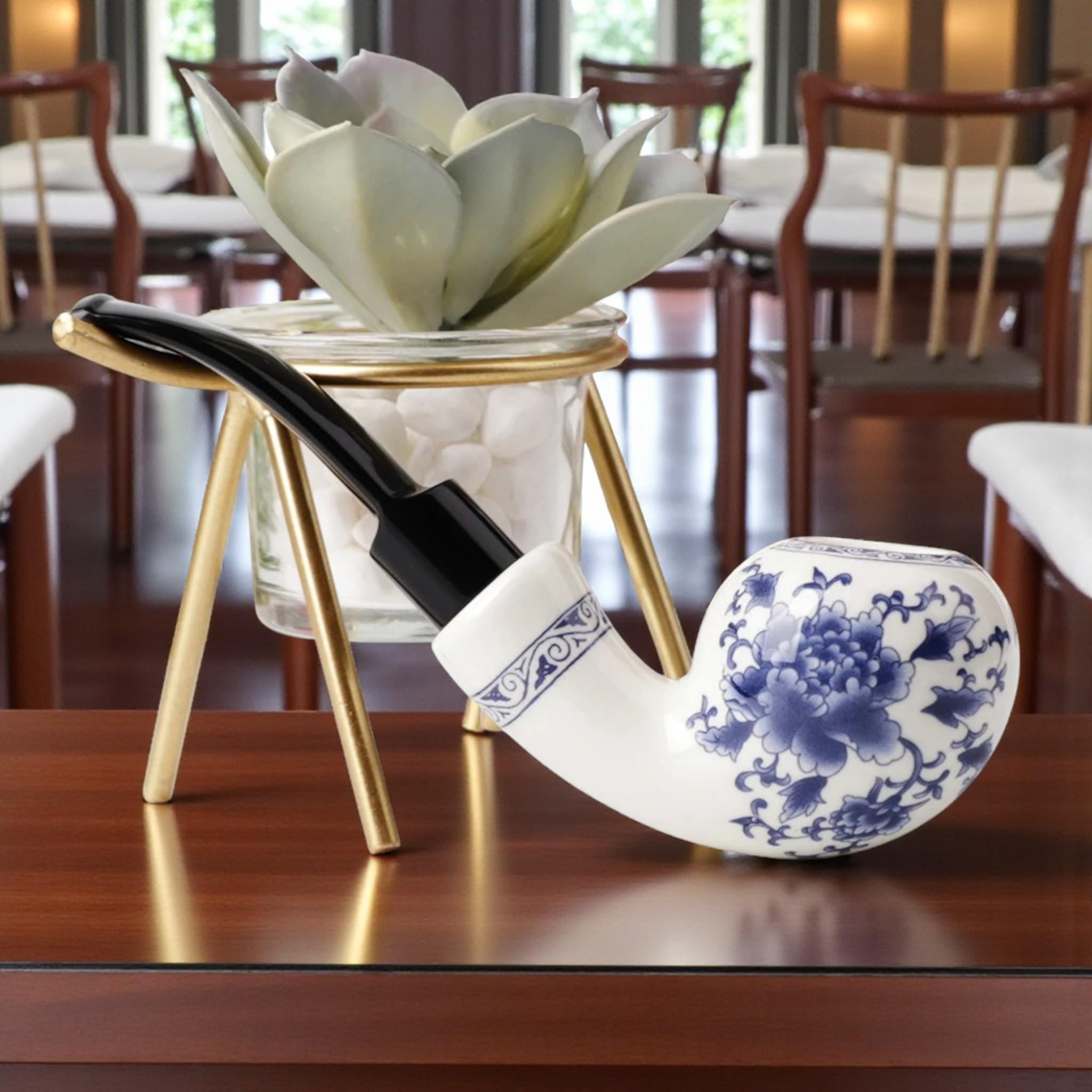 Blue & White Porcelain Tobacco Pipe | Chinese Style Ceramic Pipe With 9mm  Filter Element