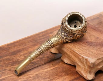 Classic Copper Cigar Pipe with Grinder - Unique Smoking Gift