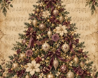 Vintage Christmas Tree Digital Prints