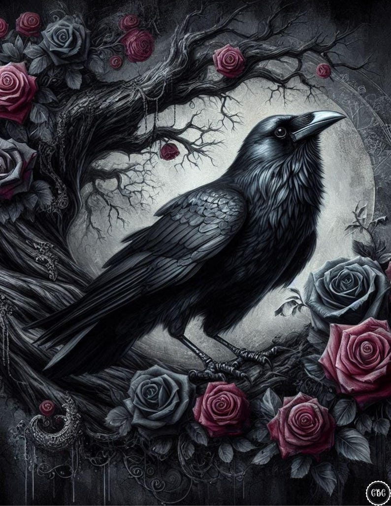 Crows and Roses - Etsy
