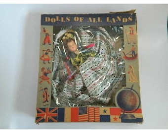 Vintage Dolls of All Lands w\Original Box – Doll w\Multi-Color Dress