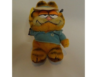 Pelúcia Garfield Dakin vintage 1981 de 8” com raquete de tênis