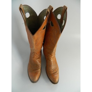 Vintage Mens Dan Post Brown\Tan Cowboy Boots Size 10.5B