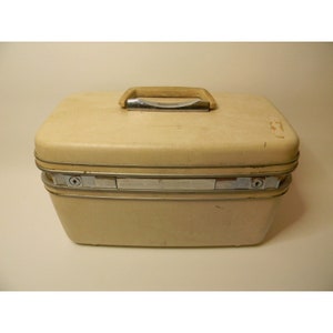 Vintage Samsonite Silhouet Off-White Train Case w \ Key Ontbrekende Tray