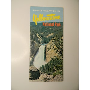 Vintage 1963 Yellowstone National Park Family Vacation Tourist Guide Fold Out