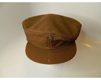 Vintage Pendleton Braun 100% Schurwolle Cabbie Ballonhut Größe M