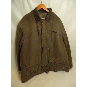 Vintage Carhartt herrjacka med filtfoder, Detroit Brown Duck, storlek 3XL