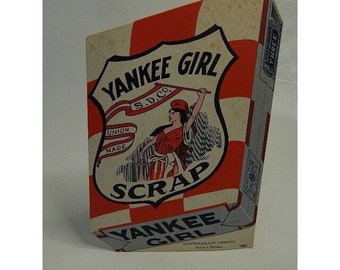 Vintage New Unused Yankee Girl Scrap Tobacco Advertizing Standee Stand-Up Sign - has stains