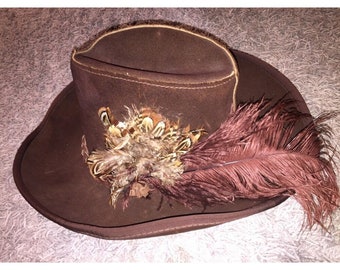 Vintage Men's Henschel Skullys Leather Hat Size:S, Union Made In USA