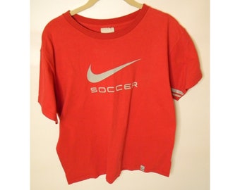 Vintage Mens Nike Soccer Red T-Shirt Size S