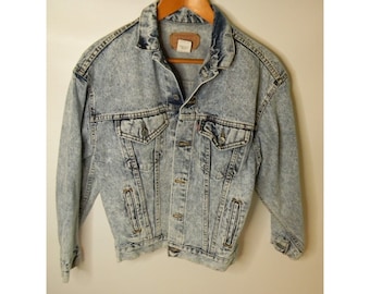 Vintage Mens 1980s Levis Denim Jean Trucker Jacket Acid Wash 57508-0209 Sz L USA