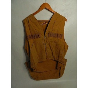 Vintage Mens Storm-Pruf 100% Cotton Tan 12 Shell Hunting Vest Size L
