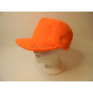 Vintage Blaze Orange P Hunting Heavy Fitted Baseball Hat Made in USA Size M