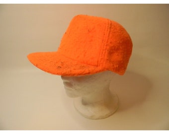 Vintage Blaze Orange P Hunting Heavy Fitted Baseball Hat Made in USA Size M