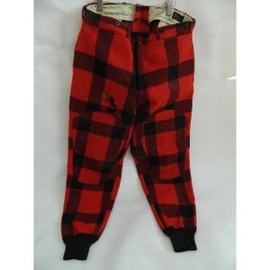 vintage LL Bean Red Plaid Pantalon de chasse Taille 36 X 32 - a des trous et des déchirures