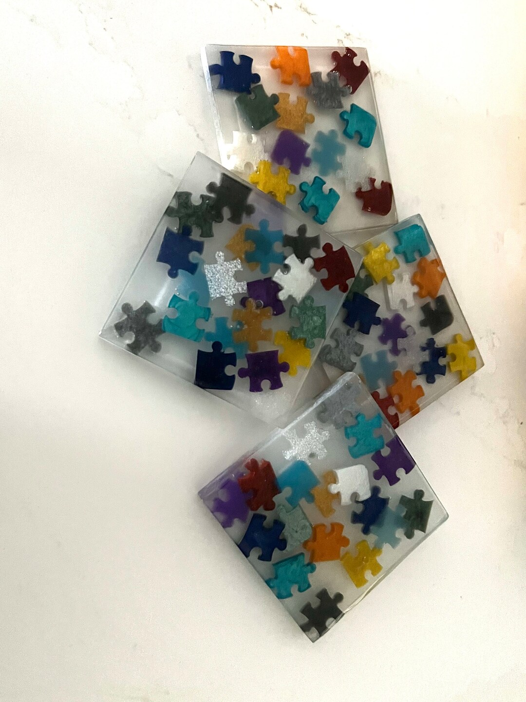 Build Your Own Puzzle Pieces Coasters Set of 4 Etsy