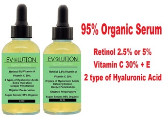 RETINOL 2.5 to 5 Percent / Vitamin A + C + E. ORGANIC SERUMS