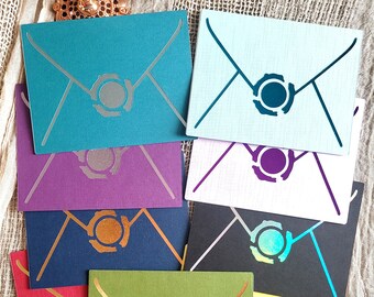 Letter Envelope—Die-cut Vintage Note Card & Bookmark—Antique Envelope, Letter Writing, Antique Letter, Handmade Envelope, Foil Envelope