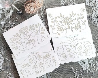 Filigree Romance 4 Pack—Die-cut Fancy Greeting Card Set—Wedding Greeting Card Set, Romantic Card for Anniversary, Wedding Filigree Design