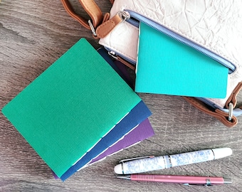 Handmade Notebook—Colorful Linen Booklet—Pocket Sketching, Drawing Paper, Hand-Sewn Pamphlet, Lightweight Travel Book, Handletter Journaling