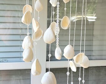 Sea Glass Starfish Wind Chime w/ 5 Bells, Coastal Beach Decor, Blue ...