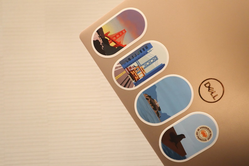 San Francisco Landmarks Stickers | Golden Gate Bridge | Cable Car ...