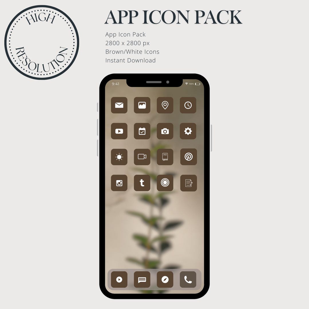App Icon Pack, Icon Bundle, Minimalistic Icons, Brown and White Apps ...