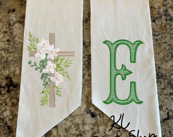 Cross Wreath Sash, Easter Sash, He is Risen Sash, Monogrammed Sash, Wreath Sash, Easter Wreath Sash, Easter Ribbon, Personalized Sash