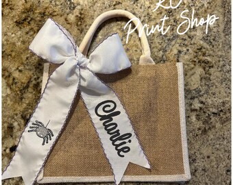 Monogrammed Halloween Bag, Kids Halloween Candy Bag, Trick or Treat Bucket, Personalized Halloween Bag, Halloween Bag, Halloween Candy Tote