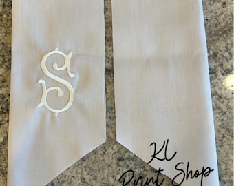 Monogrammed Wreath Sash, Embroidered Sash, Initial Wreath Sash, Bridemaids Gift, Personalized Sash, Sash for Door, Wedding Gift, Wreath Sash
