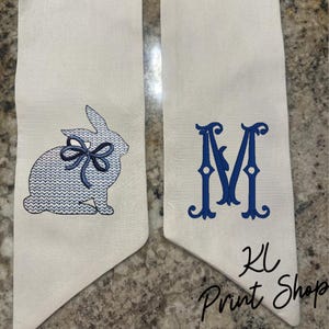 Monogrammed Easter Wreath Sash, Embroidered Sash, Easter Sash, Easter Gift, Easter Sash for Door, Personalized Sash, Easter Bunny