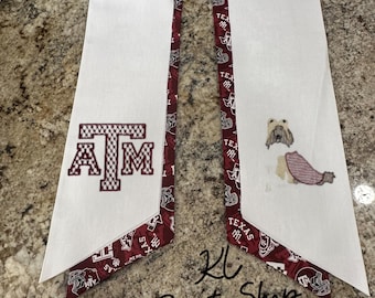 Monogrammed Sash, Embroidered Sash, Gig 'Em Aggies, Texas A&M Sash, Wreath Sash, College Sash, Aggie Sash, Wreath Ribbon, Sash for Door