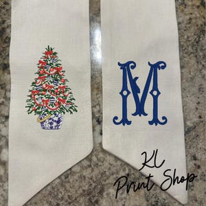 Monogrammed Christmas Tree Wreath Sash, Wreath Sash, Christmas Sash, Front Door Bow, Personalized Wreath Sash, Housewarming Gift