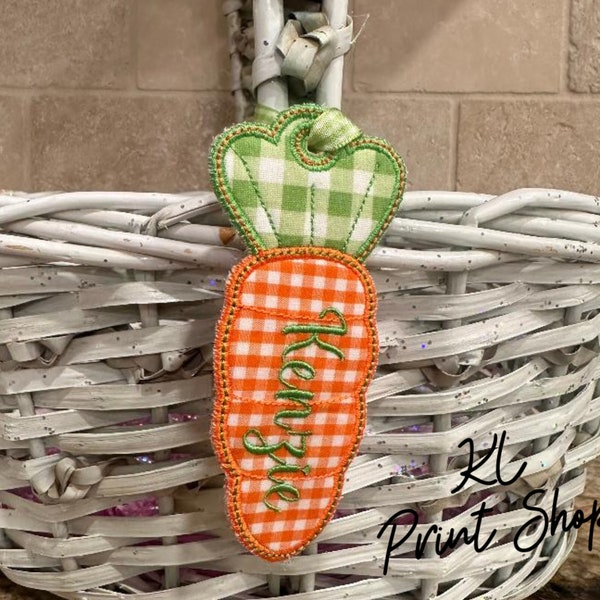 Easter Basket Tag, Embroidered Bag Tag, Personalized Easter Tag, Carrot Name Tag, Basket Tag, Embroidered Easter Tag, Carrot Easter Bag Tag