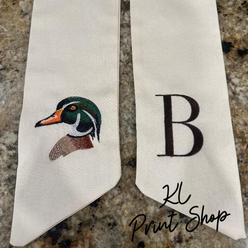 Monogrammed Wood Duck Wreath Sash, Embroidered Sash, Wood Duck Sash, Hunting Wreath Sash, Sash for Door, Bow for Door, Personalized Gift