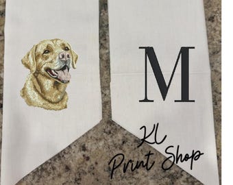 Monogrammed Lab Wreath Sash, Embroidered Sash, Personalized Sash, Sash for Door, Dog Wreath Sash, Wreath Sash, Lab Gift