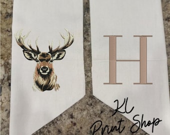 Monogrammed Sash, Hunting Wreath Sash, Hunting Sash, Deer Wreath Sash, Deer Sash, Personalized Sash, Housewarming Gift, Hunting Gift
