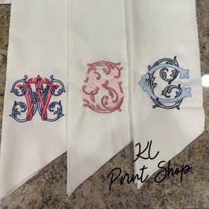 Monogrammed Wreath Sash, Embroidered Sash, Personalized Sash, Wreath Scarf, Mothers Day Gift, Wreath Sash, Sash for Door, Wreath Ribbon