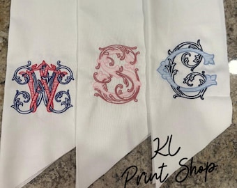 Monogrammed Wreath Sash, Embroidered Sash, Personalized Sash, Wreath Scarf, Mothers Day Gift, Wreath Sash, Sash for Door, Wreath Ribbon