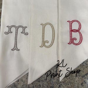 Monogrammed Sash, Embroidered Sash, Wreath Sash, Initial Wreath Sash, Sash for Door, Personalized Sash, Personalized Gift, Wreath Scarf