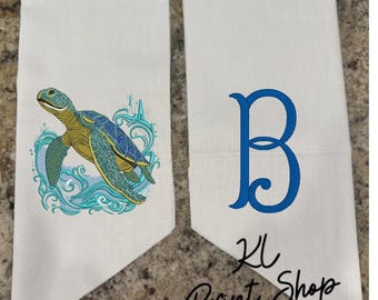 Monogrammed Wreath Sash, Sea turtle sash, Summer Sash, Sash for Door, Personalized Sash, Bow for Door, Summer gift, Wreath ribbon