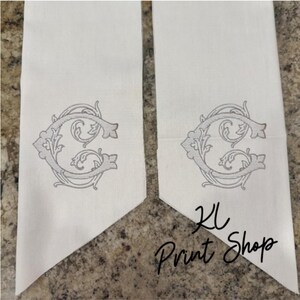 Monogrammed Wreath Sash, Embroidered Sash, Initial Wreath Sash, Initial Sash, Wedding Gift, Bridesmaid Gift, Personalized Sash, Wreath Scarf