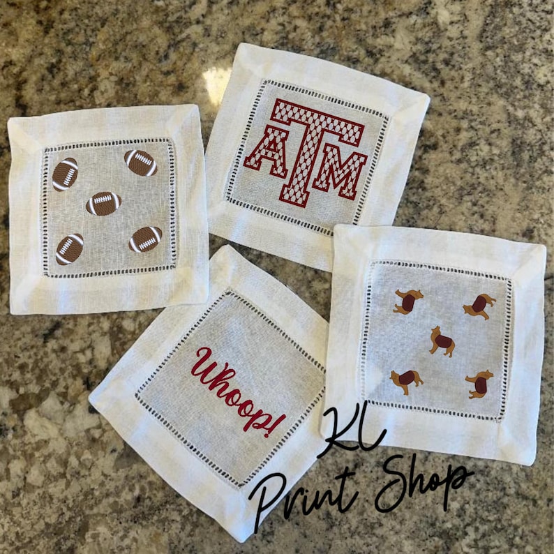 Monogrammed Napkins, Cocktail Napkin, Beverage Napkins, Gig 'em Aggies ...
