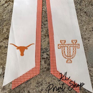 Monogrammed Sash, Embroidered Sash, UT Sash, Hook Em Horns, College Gift, Graduation Gift, Sash for Door, Longhorn Sash, College Sash