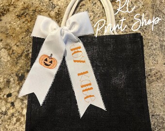 Monogrammed Candy Bag, Halloween Candy Bag, Trick or Treat Bag, Halloween Basket, Personalized Candy Bag, Halloween Bag for Kids
