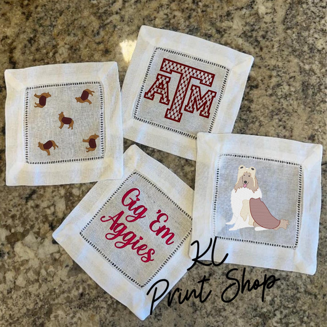 Monogrammed Napkins, Cocktail Napkin, Beverage Napkins, Gig 'em Aggies ...